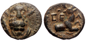 Pisidia, Selge (ca 2nd-1st centuries BC) AE (Bronze, 14mm, 2.14g). 
Obv: Bearded head of Heracles facing, turned slightly right, wreathed with styrax,...