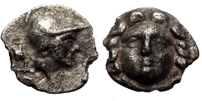 Pisidia, Selge (ca 350-300 BC) AR Obol (Silver, 0.70g, 10mm) 
Obv: Facing gorgon...