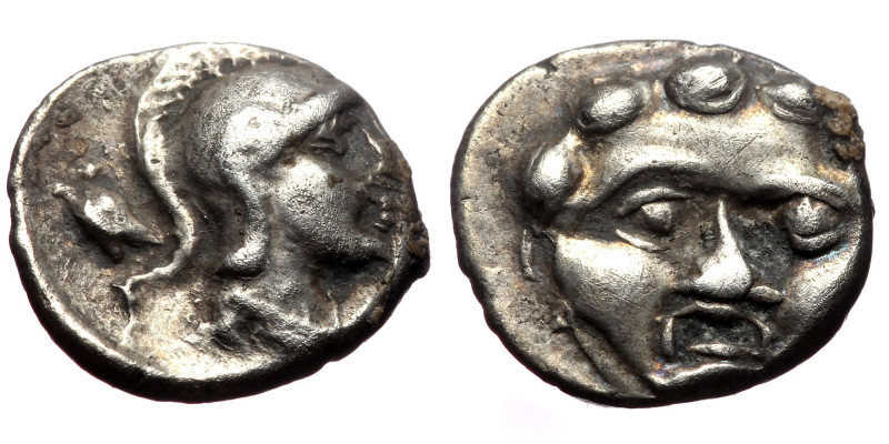 Pisidia, Selge AR Obol (Silver, 10mm, 0.98g) ca 350-300 BC.
Obv: Facing gorgonei...