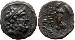 Cilicia, Elaioussa Sebaste AE (Bronze, 5.07g, 21mm) 1st century BC
Obv: Laureate head of Zeus right; monogram left (Off the flan)
Rev: EΛAIOYΣΣΙΩN. / ...