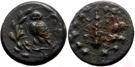 Cilicia, Seleukeia ad Kalykadnon AE (Bronze, 3.72g, 17mm) 2nd-1st centuries BC Dioskurides, magistrate.
Obv: ΔΙΟΣΚΟΥΡΙ, Owl standing left, all within ...