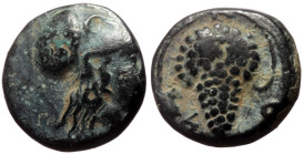 Cilicia, Soloi AE (Bronze, 1.34g, 10mm) ca 400-350 BC. 
Obv: Head of Athena to right, wearing Corinthian helmet. 
Rev: Σ-Ο, Grape bunch on vine.
Ref: ...