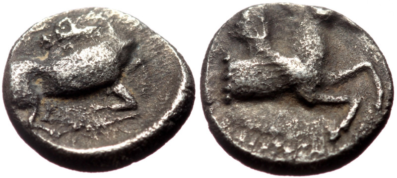 Cilicia, Kelenderis AR Obol (Silver, 9mm, 0.73g) ca 425-400 BC. 
Obv: Forepart o...
