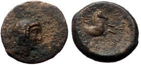Cilicia, Seleukeia, AE, (Bronze, 4.34 g 20mm), ca 2nd-1st Centuries BC.
Obv: ΣΑ, Laureatehead of Apollo,right.
Rev: [ΣΕΛΕΥΚΕΩΝ ΤΩΝ ΠΡΟΣ ΤΩΙ ΚΑΛΥΚΑΔΝΩΙ...