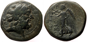 Islands off Cilicia, Elaioussa Sebaste AE (Bronze, 6.02g, 21mm) 1st century BC
Obv: Diademed head of Zeus right; ΘE behind 
Rev: Nike advancing left, ...