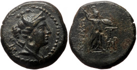Cilicia, Soloi AE (Bronze, 8.83g, 22mm) ca 2nd-1st centuries BC
Obv: Bust of Artemis right, wearing stephane and with bow and quiver over shoulder.
Re...