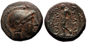 Seleukid Kings of Syria, Seleukos II Kallinikos (246-225 BC) AE (Bronze, 4.72g, 17mm) Sardes.
Obv: Helmeted head of Athena right.
Rev: ΒΑΣΙΛΕΩΣ / ΣΕΛΕ...