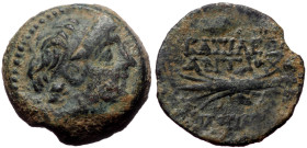 Seleukid Kings of Syria, Antiochos IX Eusebes Philopator (Kyzikenos), AE,(Bronze, 5.95 g 19mm) ,114/3-95 BC. Antioch on the Orontes.
Obv: Diademed hea...