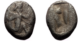 Persia, Achaemenid Empire. temp. Darios I to Xerxes II (ca 485-420 BC) AR Siglos (Silver, 5.15g, 17mm) Sardes 
Obv: Persian king or hero, wearing kida...