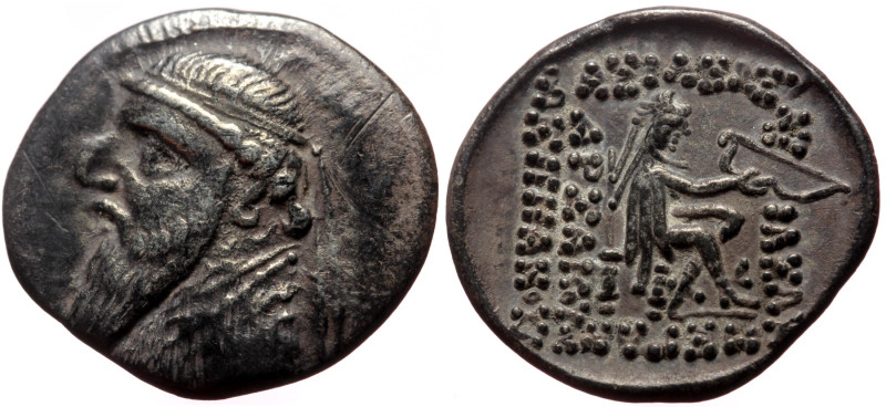 Kings of Parthia, Mithradates II AR Drachm AE (Silver, 20mm, 3.89g) Rhagai, ca 1...