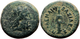 Ptolemaic Kings of Egypt, Ptolemy III Euergetes AE 1/4 Obol (Bronze, 2.94g, 16mm) Paphos, 246-222 BC. 
Obv: Head of Zeus-Ammon to right, wearing taini...