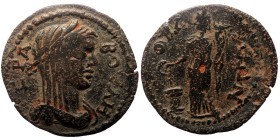 Phrygia, Iulia AE (Bronze, 4.36g, 26mm) Times of Aemilian (253) Magistrate: Philoteimos (archon for the second time) 
Obv: ΙƐΡΑ ΒΟΥΛΗ; laureate, veile...