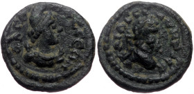 Pisidia, Sagalassus Septimius Severus (193-211) AE (Bronze, 2.29, 14mm)
Obv: AV KAI Λ CЄΠ CЄOVHPOC, Laureate head right,
ϹΑΓΑΛΑϹϹƐΩΝ; draped bust of M...