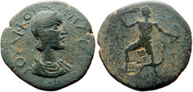 *Very rare, seems to be unpublished in major references*
Pisidia, Claudioseleucia (Bronze, 16.86g, 33mm) Elagabalus (218-222) for Julia Paula (Augusta...