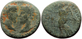 Cilicia, Elaeussa-Sebaste AE (Bronze, 22mm, 8.02g) Marcus Aurelius & Lucius Verus (161-169) 
Obv: Confronted bare heads of Marcus and Lucius 
Rev: Nik...