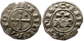 Sicily, Henry VI and Constance (1194-1196) AR Denaro. Brindisi. 
Obv: + HE INPERATOR, Cross potent, two stars in field 
Rev: + C INPERATRIX, A P. 
Ref...