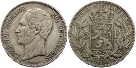Belgium, Leopold I, 5 francs (Silver, 24.88g, 38mm) 1850 
Obv: LEOPOLD PREMIER - ROI DES BELGES, Bare head to the left of Leopold I, below signature L...
