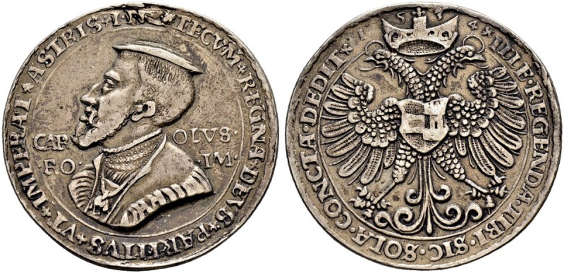 RDR / ÖSTERREICH 
 Karl V. 1519-1556 
 Silbermedaille 1534/1532. Brustbild mit...