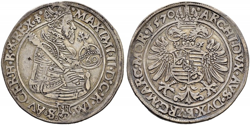 RDR / ÖSTERREICH 
 Maximilian II. 1564-1576 
 Guldentaler 1570, Joachimsthal. ...