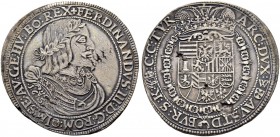 RDR / ÖSTERREICH 
 Ferdinand III. 1637-1657 
 Taler 1655, Wien. 27.36 g. Herinek 391. Dav. 3183. Schrötlingsf. Sehr schön.