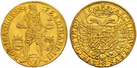 RDR / ÖSTERREICH 
 Ferdinand III. 1637-1657 
 Doppeldukat 1656, Wien. 6.89 g. MzA p. 154. Fr. 231. Fast vorzüglich-vorzüglich.