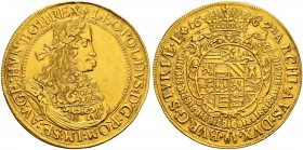 RDR / ÖSTERREICH 
 Leopold I. 1657-1705 
 10 Dukaten 1682, Graz. 34.94 g. Herinek 21. Fr. 308a. Kl. Fassungsspuren. Sehr schön-vorzüglich.