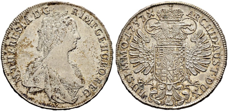 RDR / ÖSTERREICH 
 Maria Theresia, 1740-1780 
 Taler 1757, Prag. 28.03 g. Diet...