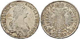 RDR / ÖSTERREICH 
 Maria Theresia, 1740-1780 
 Taler 1757, Prag. 28.03 g. Dietiker 1078. Dav. 1136. Etwas fleckig. Vorzüglich.