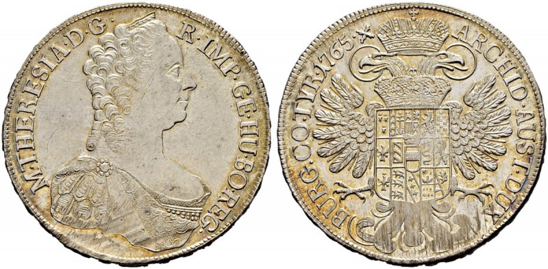 RDR / ÖSTERREICH 
 Maria Theresia, 1740-1780 
 Konventionstaler 1765, Wien. 28...