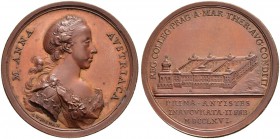 RDR / ÖSTERREICH 
 Maria Theresia, 1740-1780 
 Bronzemedaille 1766. Auf die Ernennung der Erzherzogin Maria Anna zur Äbtissin des Prager Damenstifte...