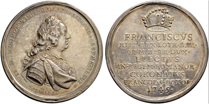 RDR / ÖSTERREICH 
 Franz I. 1745-1765 
 Silbermedaille 1745. Auf seine Kaiserk...