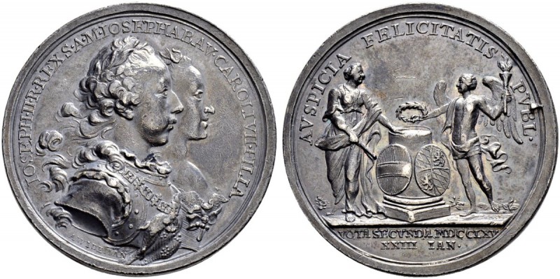 RDR / ÖSTERREICH 
 Joseph II. 1765-1790 
 Silbermedaille 1765. Auf seine Hochz...