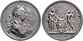 RDR / ÖSTERREICH 
 Joseph II. 1765-1790 
 Silbermedaille 1765. Auf seine Hochzeit mit Josepha von Bayern. Stempel von A. Wideman. Die Brustbilder de...