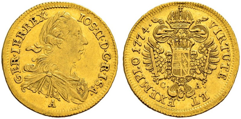 RDR / ÖSTERREICH 
 Joseph II. 1765-1790 
 Dukat 1774, Wien. 3.49 g. Eypeltauer...