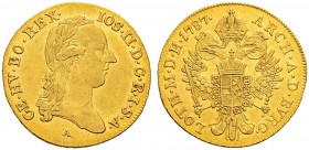 RDR / ÖSTERREICH 
 Joseph II. 1765-1790 
 Dukat 1787, A-Wien. 3.48 g. Jl. 21. Fr. 439. Fast vorzüglich.