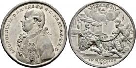 RDR / ÖSTERREICH 
 Leopold II. 1790-1792 
 Zinnmedaille 1790. Auf seine Krönung zum Kaiser in Frankfurt. Stempel von J. C. Reich. Uniformiertes Brus...