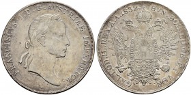RDR / ÖSTERREICH 
 Franz II. (I.), 1792-1835 
 Konventionstaler 1832, Wien. 27.97 g. Kahnt 341. Jl. 215. Dav. 11. Sehr schön-vorzüglich.