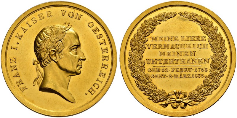 RDR / ÖSTERREICH 
 Franz II. (I.), 1792-1835 
 Goldmedaille zu 10 Dukaten 1835...