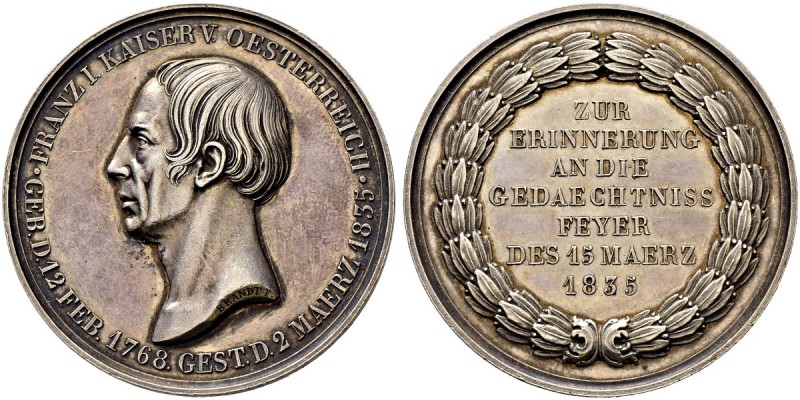 RDR / ÖSTERREICH 
 Franz II. (I.), 1792-1835 
 Silbermedaille 1835. Auf die To...