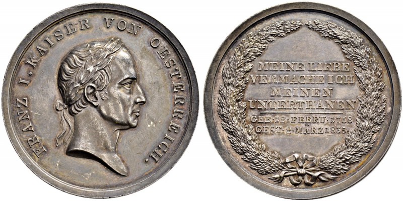 RDR / ÖSTERREICH 
 Franz II. (I.), 1792-1835 
 Silbermedaille 1835. Auf seinen...