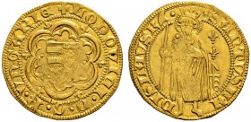 RDR / ÖSTERREICH 
 UNGARN 
 Ludwig I. 1342-1382 
 Goldgulden o. J., Buda. 3.55 g. Pohl B4-8. Huszar 514. Fr. 5. Prägeschwäche. Fast vorzüglich.