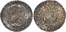RDR / ÖSTERREICH 
 UNGARN 
 Ferdinand III. 1637-1657 
 Taler 1657, Kremnitz. 28.54 g. Huszar 1242. Dav. 3198. Gutes sehr schön.