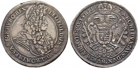 RDR / ÖSTERREICH 
 UNGARN 
 Leopold I. 1657-1705 
 Taler 1697, Kremnitz. 28.48 g. Huszar 1374. Dav. 3264. Sehr schön-gutes sehr schön.