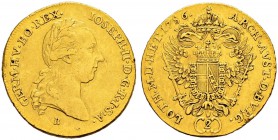 RDR / ÖSTERREICH 
 UNGARN 
 Josef II. 1765-1790 
 Doppeldukat 1786, B Kremnitz. 6.96 g. Huszar 1861. Fr. 197. Sehr schön-vorzüglich.