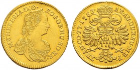 RDR / ÖSTERREICH 
 UNGARN 
 Siebenbürgen 
 Maria Theresia, 1740-1780. Dukat 1763. 3.47 g. Huszar 958. Resch 88. Fr. 543. Fassungsspuren. Fast vorzü...