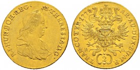 RDR / ÖSTERREICH 
 UNGARN 
 Siebenbürgen 
 Maria Theresia, 1740-1780. Doppeldukat 1772. Mzz. H.-G. 6.95 g. Huszar 953. Resch 181. Fr. 541. Gutes se...
