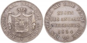 ANHALT ANHALT-BERNBURG, FÜRSTENTUM, SEIT 1806 HERZOGTUM
Alexander Carl, 1834-1863. Ausbeutetaler 1834 (A) AKS 15; J. 59; Thun 2. ss