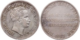 BRANDENBURG - PREUSSEN PREUSSEN, KÖNIGREICH
Friedrich Wilhelm III., 1797-1840. Ausbeutetaler 1827 A Berlin AKS 16; J. 61; Thun 248. ss+/ss