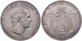BRANDENBURG - PREUSSEN PREUSSEN, KÖNIGREICH
Friedrich Wilhelm IV., 1840-1861. Doppeltaler 1845 A Berlin AKS 69; J. 74; Thun 258. Vs. Kratzer, ss