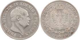 BRANDENBURG - PREUSSEN PREUSSEN, KÖNIGREICH
Friedrich Wilhelm IV., 1840-1861. 1/6 Taler 1854 A AKS 81; J. 79. ss/ss-vz